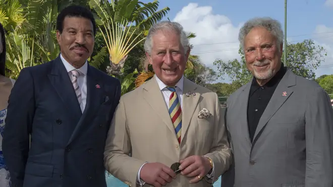 Lionel Richie, Prince Charles and Tom Jones in Barbados