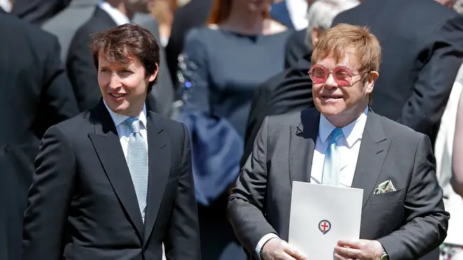 Elton John and James Blunt at the Rotal Wedding, May 19, 2018