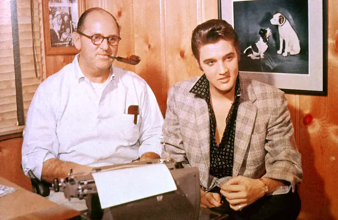 Manager Tom Parker and Elvis Presley photographed in c.1956