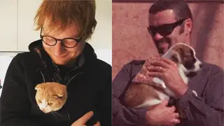 Ed Sheeran and George Michael with their pets
