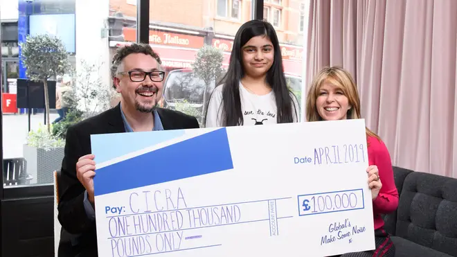 Kate Garraway presents CICRA with Make Some Noise cheque