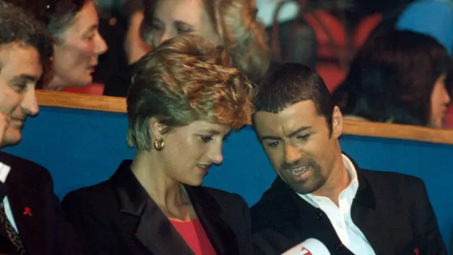 Princess Diana and George Michael at the Concert of Hope for World AIDS day at Wembley in 1993
