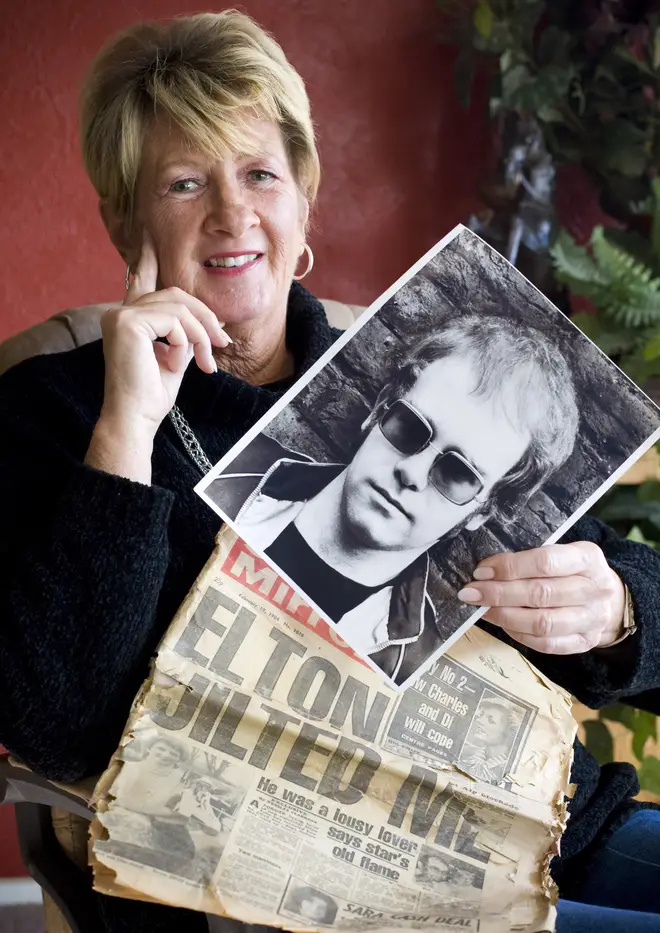 Linda Hannon hold images of Elton John
