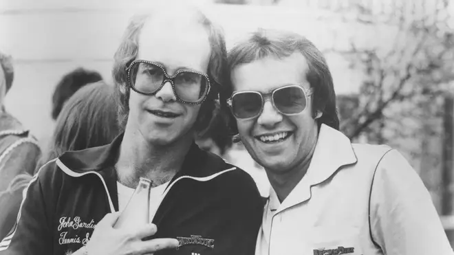 Elton John and Bernie Taupin pictured in 1974