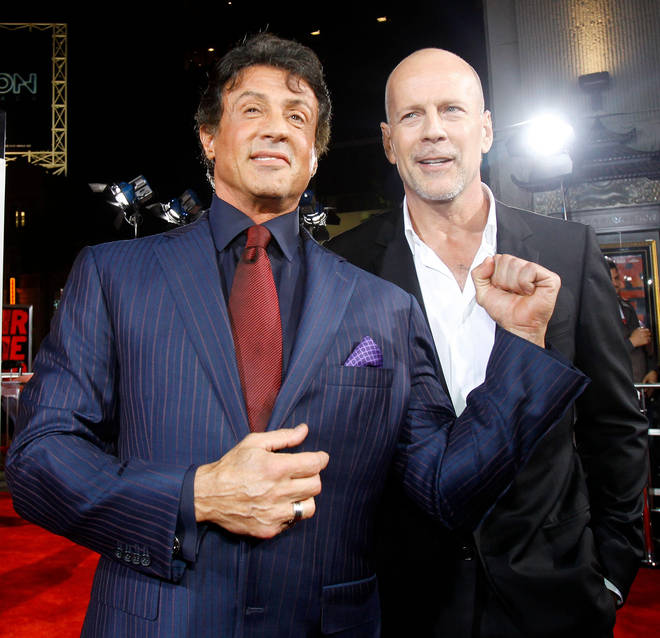 Sly Stallone and Bruce Willis together on the red carpet in 2010.