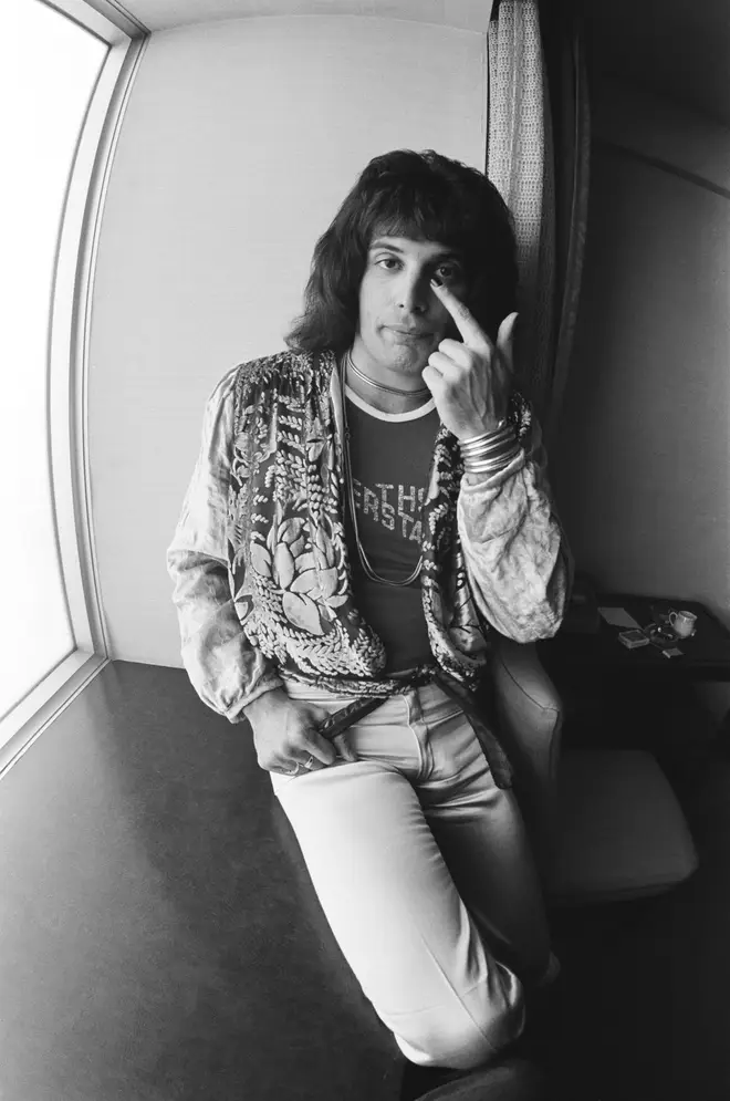 Freddie Mercury at Hotel Pacific Tokyo on their Night At The Opera tour, Tokyo, Japan, March 21 1976