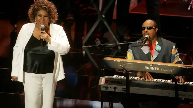 Aretha Franklin and Stevie Wonder perform onstage at the 10th Annual Soul Train Lady of Soul Awards in 2005