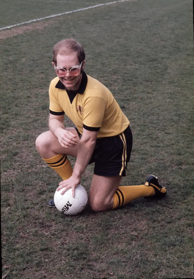 Elton John in Watford's kit in 1973