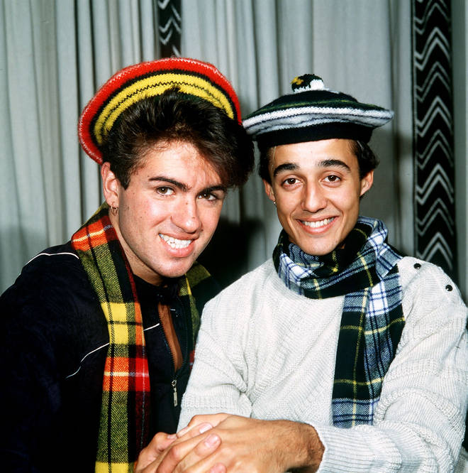 Wham! pop group at Daily Record Offices, Glasgow, Scotland, 1983