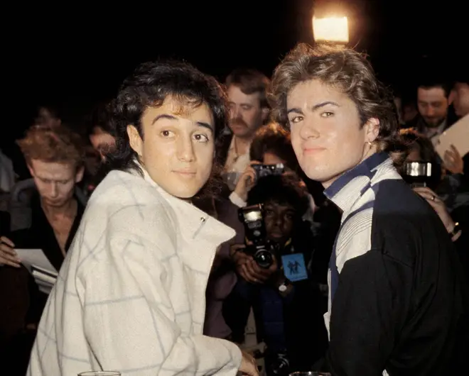 Photo of George Michael and Andrew Ridgeley of WHAM!