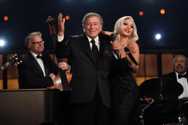 Tony Bennett pictured performing with Lady Gaga performing at the Grammy Awards in 2015.