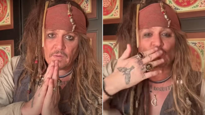 The actor, 59, dressed up as his famed pirate role to surprise fan Kori Parkin-Stovell, who is battling a heart condition.