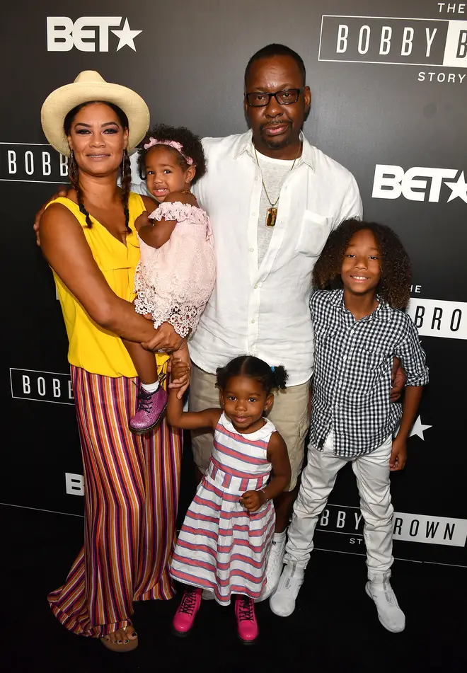 inger Bobby Brown (C) pose with his family members Alicia Etheredge-Brown (L), Bodhi Brown, Hendrix Brown, and Cassius Brown in 2018