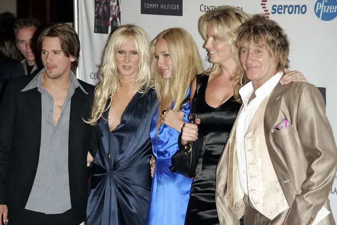 Rod Stewart pictured R to L: with wife Penny Lancaster, daughter's Ruby and Kimberley and son Sean in 2006.