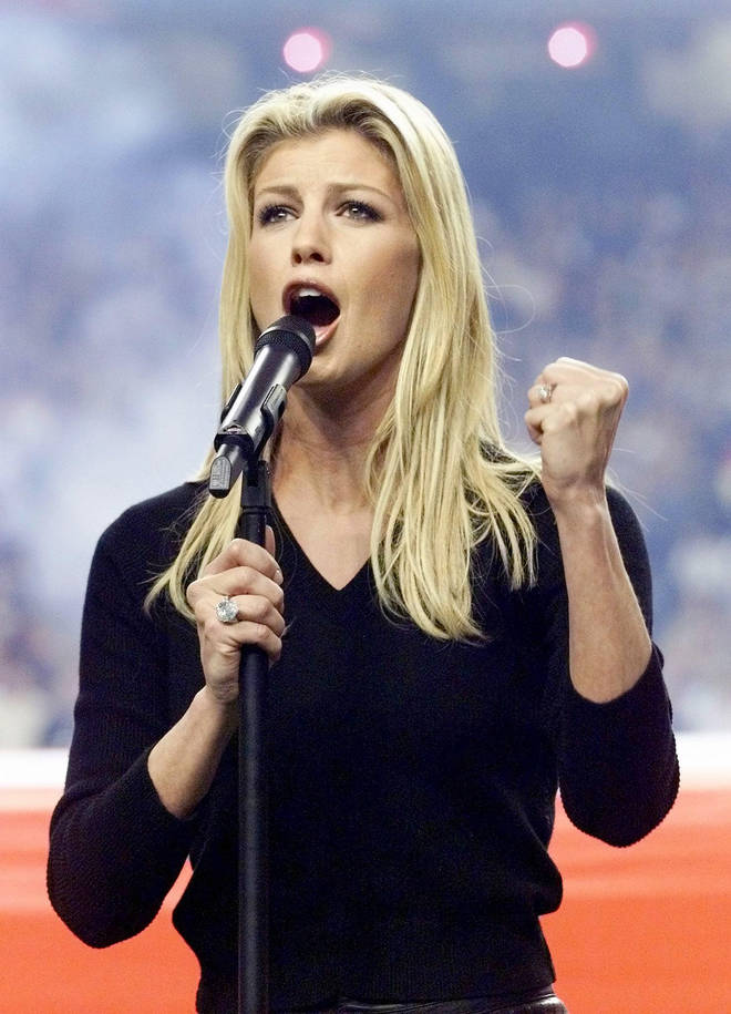 US singer Faith Hill sings the US National Anthem