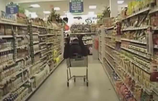 As the video goes on, Michael becomes clearly more and more at ease as he can be seen trying on Marigold gloves and riding down the aisle on his shopping cart (pictured).