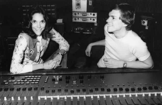 Karen and Richard Carpenter in the recording studio. (Photo by Michael Ochs Archives/Getty Images)