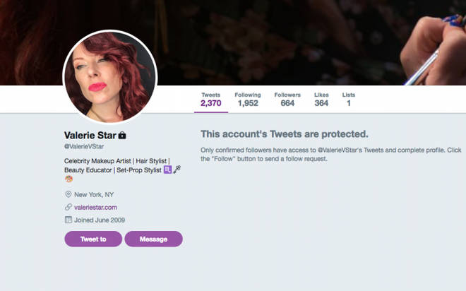 Valerie Star's Twitter page
