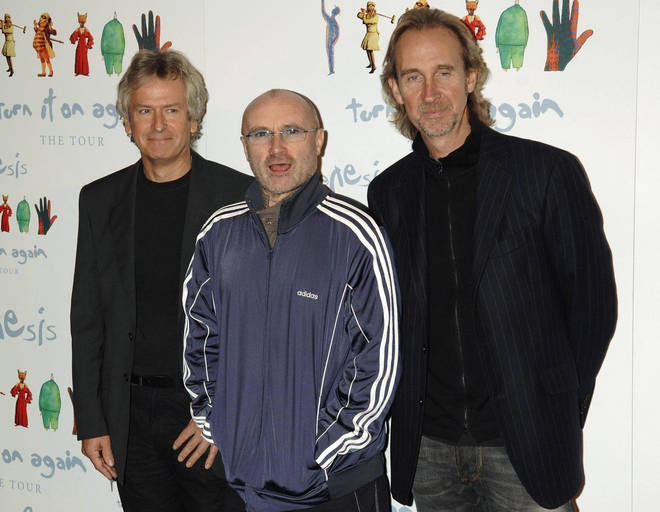 Mike Rutherford (right) has spoken out about his former Genesis bandmate Phil Collins' (centre) health