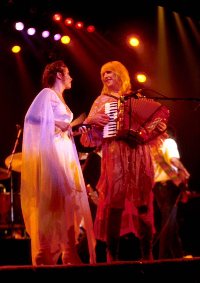 Stevie Nicks and Chrsitine McVie (performing live here in 1979) were bandmates and friends for nearly fifty years. (Photo by Michael Putland/Getty Images)