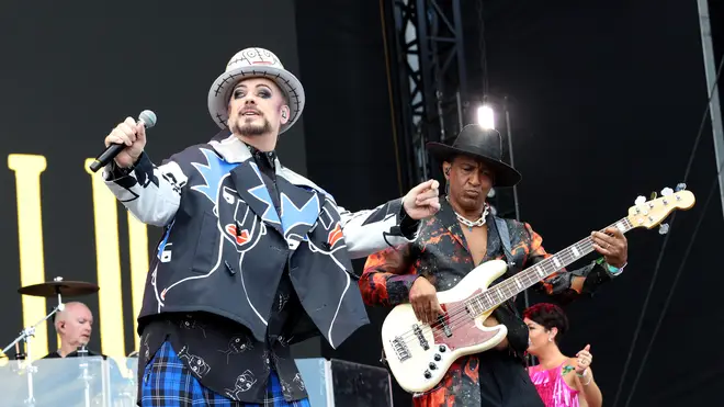Boy George and Mikey Craig performing in Culture Club