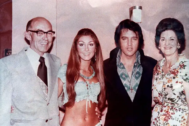 Linda Thompson dated Elvis Presley from 1972 to 1976 (the pair pictured together, centre)