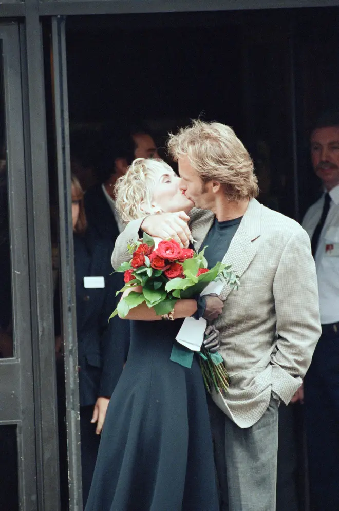 Sting and his new bride Trudie after their low-key wedding in 1992. The pair had a lavish wedding ceremony shortly after.