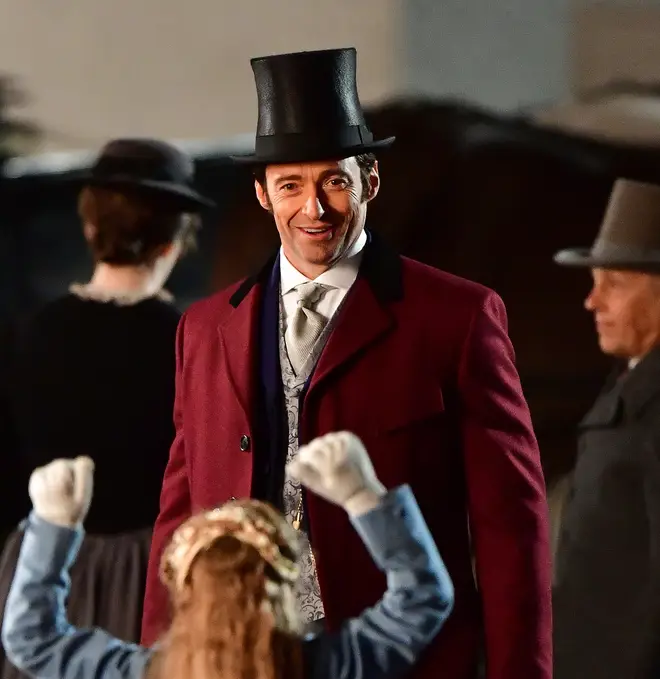 Hugh Jackman on set filming The Greatest Showman in 2017. (Photo by James Devaney/GC Images)