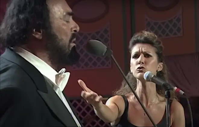Celine Dion performed a sensational duet with Luciano Pavarotti singing 'I Hate You Then I Love You', a song released by Celine the year before in 1997.
