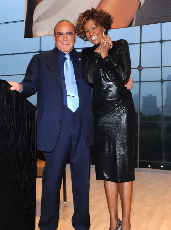 Clive Davis and Whitney Houston at her 'I Look To You' album listening party on July 21, 2009 in New York City.