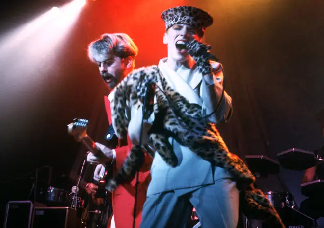 Eurythmics on stage in 1983. (Photo by Ian Dickson/Redferns)
