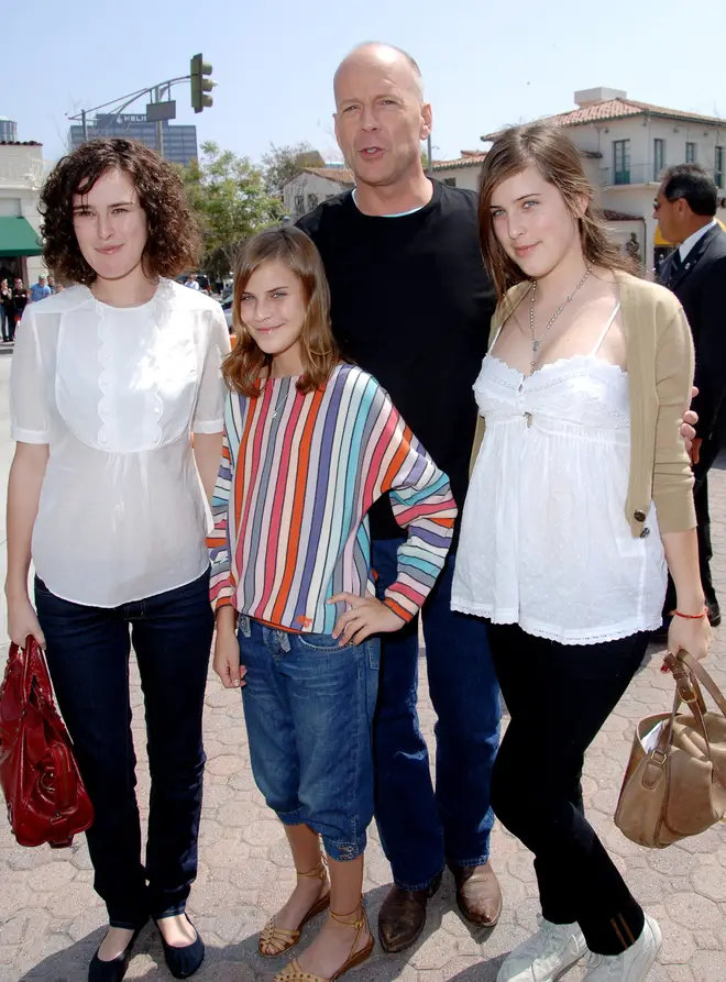 Bruce Willis pictured with his eldest daughters  Rumer, 34; Scout, 31; and Tallulah, 29 in