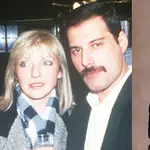 (Left) Mary Austin and Freddie Mercury pictured together in the 1980s, (Right) Mary pictured at Freddie's funeral in 1991.