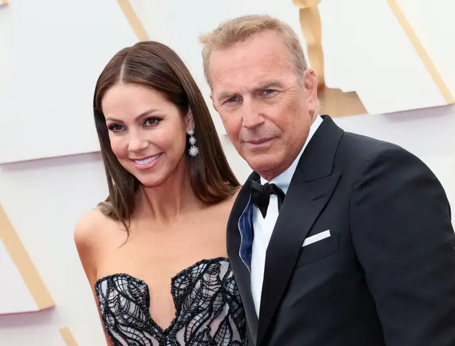 Christine Baumgartner and Kevin Costner in 2022. (Photo by David Livingston/Getty Images)