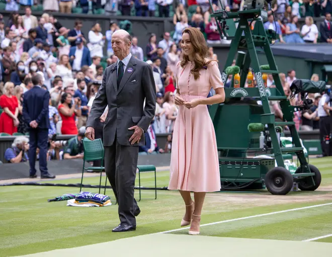The Duke of Kent was the president of the Wimbledon Tennis Club – presenting trophies to winners and runners up – until his retirement in 2021 (pictured with the Princess of Wales in 2021)