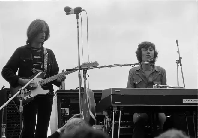 Steve Winwood performing alongside Eric Clapton during their time as Blind Faith, at a free concert in London's Hyde park concert in 1969. (Photo by Michael Putland/Getty Images)