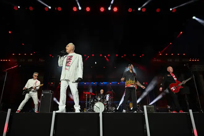 The group, famous for its 1980s hits 'Relax', 'Two Tribes' and 'The Power of Love', took the the stage on Sunday evening (May 7) to celebrate the opening of the Eurovision Song Contest in their home town of Liverpool.