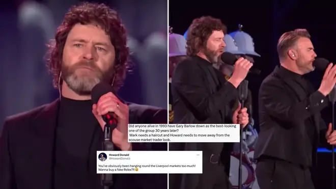 Howard Donald joined his bandmates Gary Barlow, 52, and Mark Owen, 51, as the headline act at the star-studded event, however some Twitter users mocked the stars' appearance.