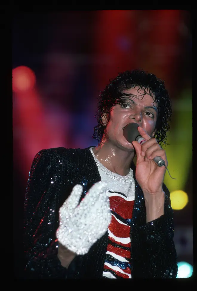 Michael Jackson performing with his one white glove in 1984. (Photo by Lynn Goldsmith/Corbis/VCG via Getty Images)