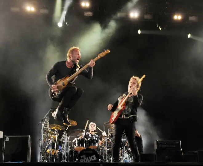 The Police performing at the Isle Of Wight Festival in 2008 as part of their critically and commercially acclaimed reunion. (Photo by Brian Rasic/Getty Images)