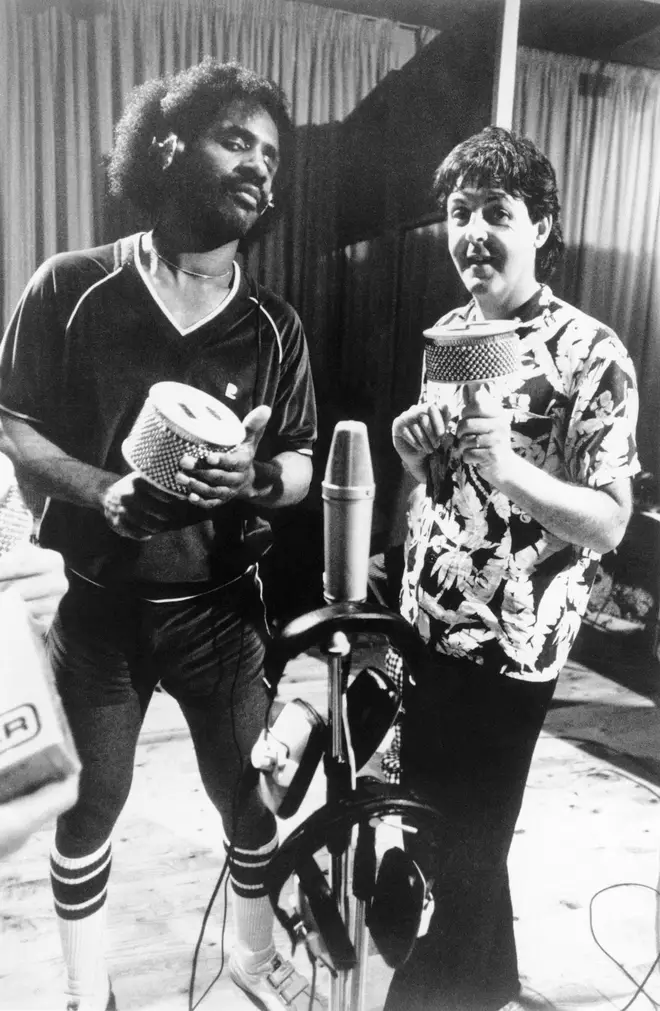 Stevie Wonder and Paul McCartney in the studio together.