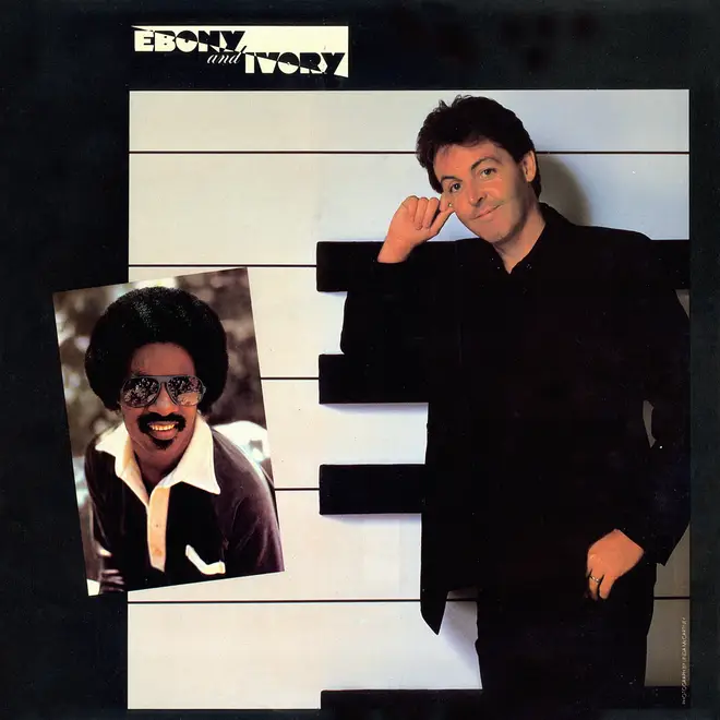 The artwork for the vinyl single of 'Ebony and Ivory'.