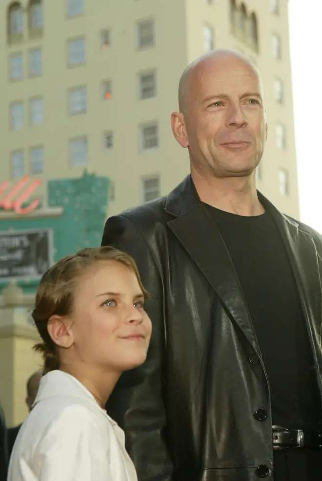 The legendary actor was previously diagnosed with aphasia - a condition which causes difficulties with speech - in 2022 (Tallulah pictured with Bruce Willis in 2004)