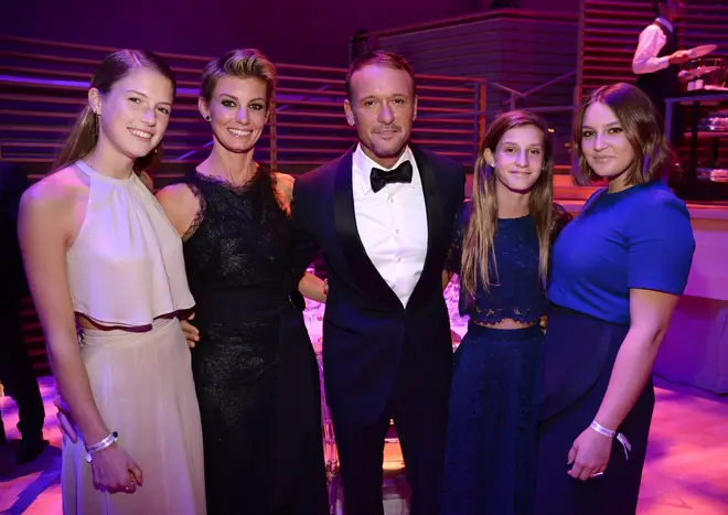 Gracie McGraw, Faith Hill, Tim McGraw, Audrey McGraw and Maggie McGraw in 2015