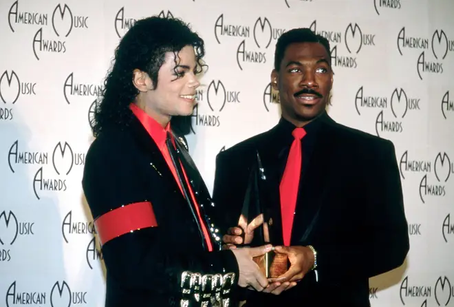 Michael Jackson and Eddie Murphy together in 1989. (Credit: Ralph Dominguez/MediaPunch)