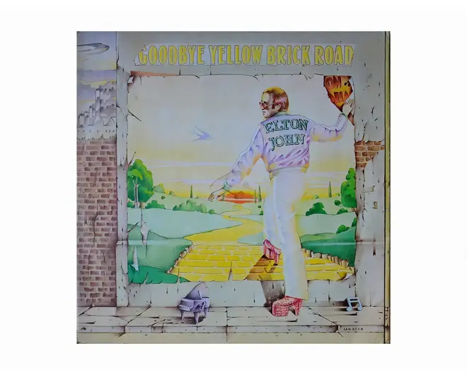 The album cover for Elton John's 1973 album, Goodbye Yellow Brick Road.