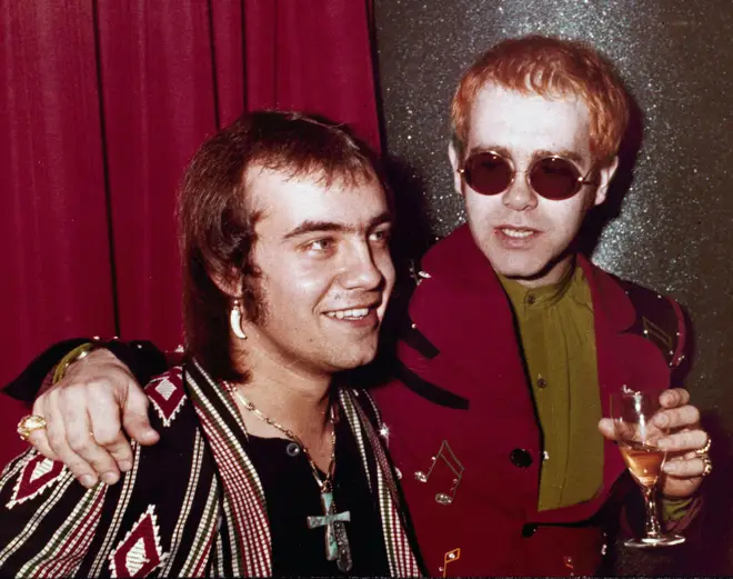 Elton John and collaborator Bernie Taupin in 1973. (AP Photo/John Glanvill)