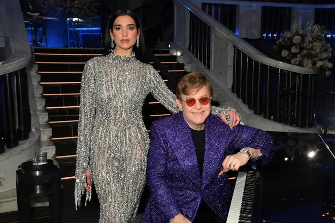 Dua and Elton in 2021. (Photo by David M. Benett/Getty Images for the Elton John AIDS Foundation)