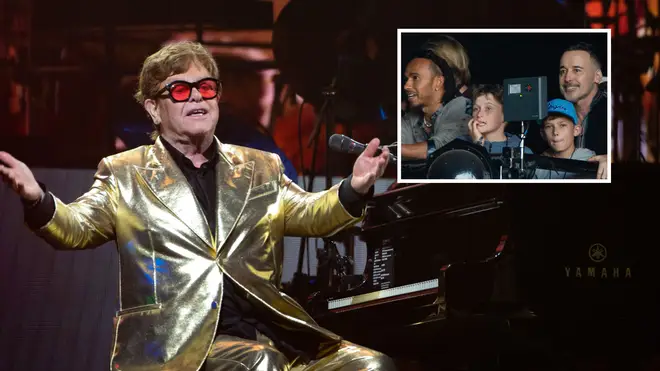 Celebrities from Paul McCartney to Lewis Hamilton watched the superstar's perform as the festival's 'Legacy' act, however it was support from Elton John's family that no doubt buoyed up the singer's performance.