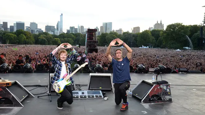Chris Martin and Ed Sheeran in 2015